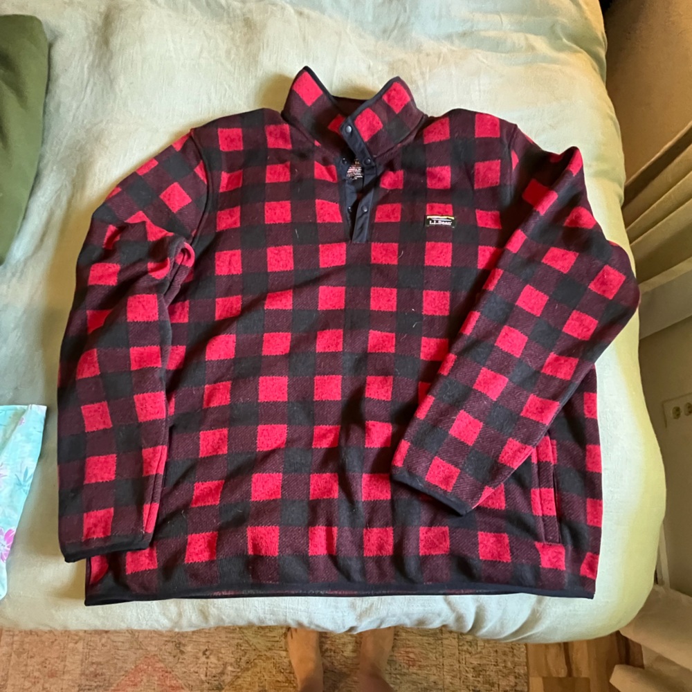 L.L. Bean Red and Black Plaid Pullover